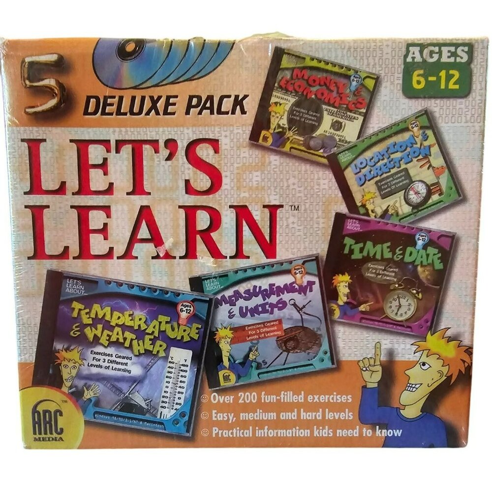 Lets Learn 5 CD Educational Deluxe Pack Ages 6-12  NEW 37766cd